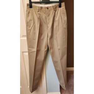 Nautica Rigger 32W x 32L Classic Fit Mens Khaki Pleated Chino Pants‎
